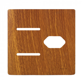 Placa p/ 2 Interruptores + Tomada 4x4 - Novara Cumaru Placa p/ 2 Interruptores + Tomada 4x4 - Novara Cumaru